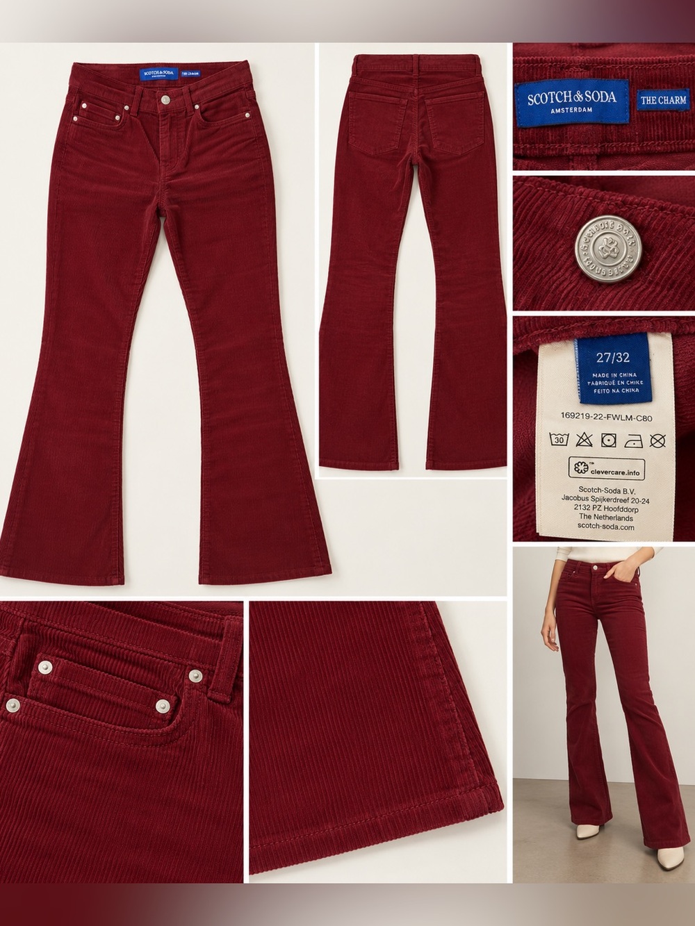 Scotch & Soda Flare Leg Jeans in Red Waist 27/32 Like New